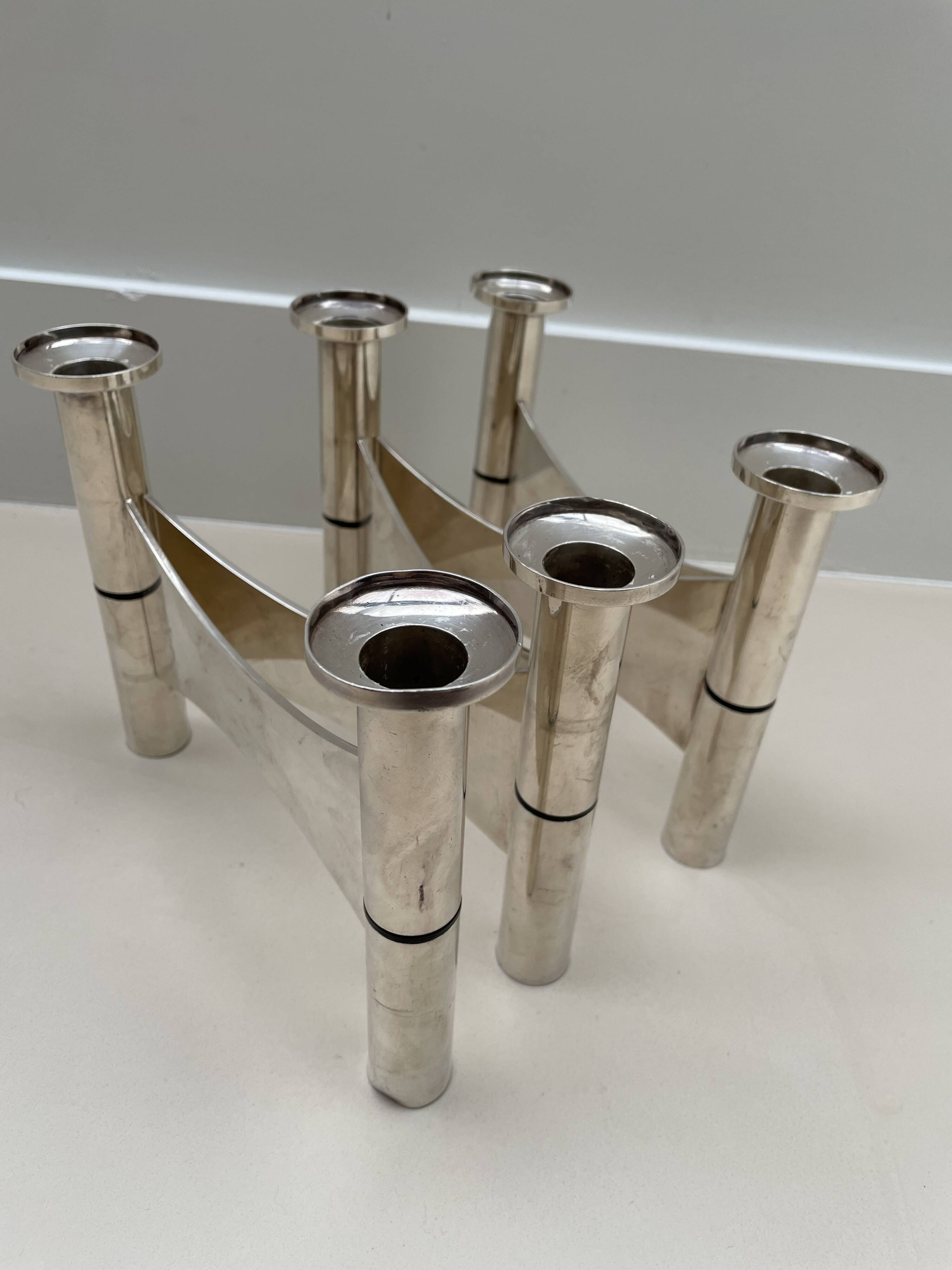 Candle Holder in Silver Metal