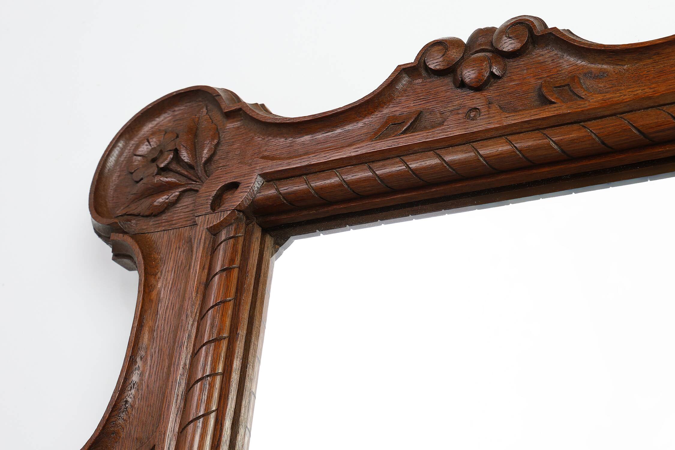 Baroque solid oak carved Wall Mirror, Belgium ca 1900