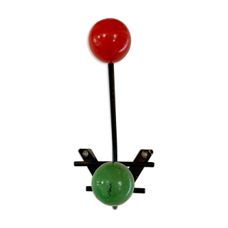 Vintage double hook in metal and wood