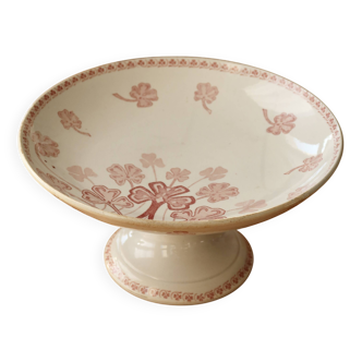 High antique red iron earthenware compote bowl Lucien Lunéville model