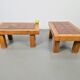 Brutalist Oak Side Table with Terracotta Tiles, 1950s, Set of 2