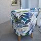 Contemporary ALC frog chair, reupholstered in watercolour floral fabric.
