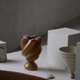 Scandinavian decorative wooden vase from the mid-20th century, 1960s.