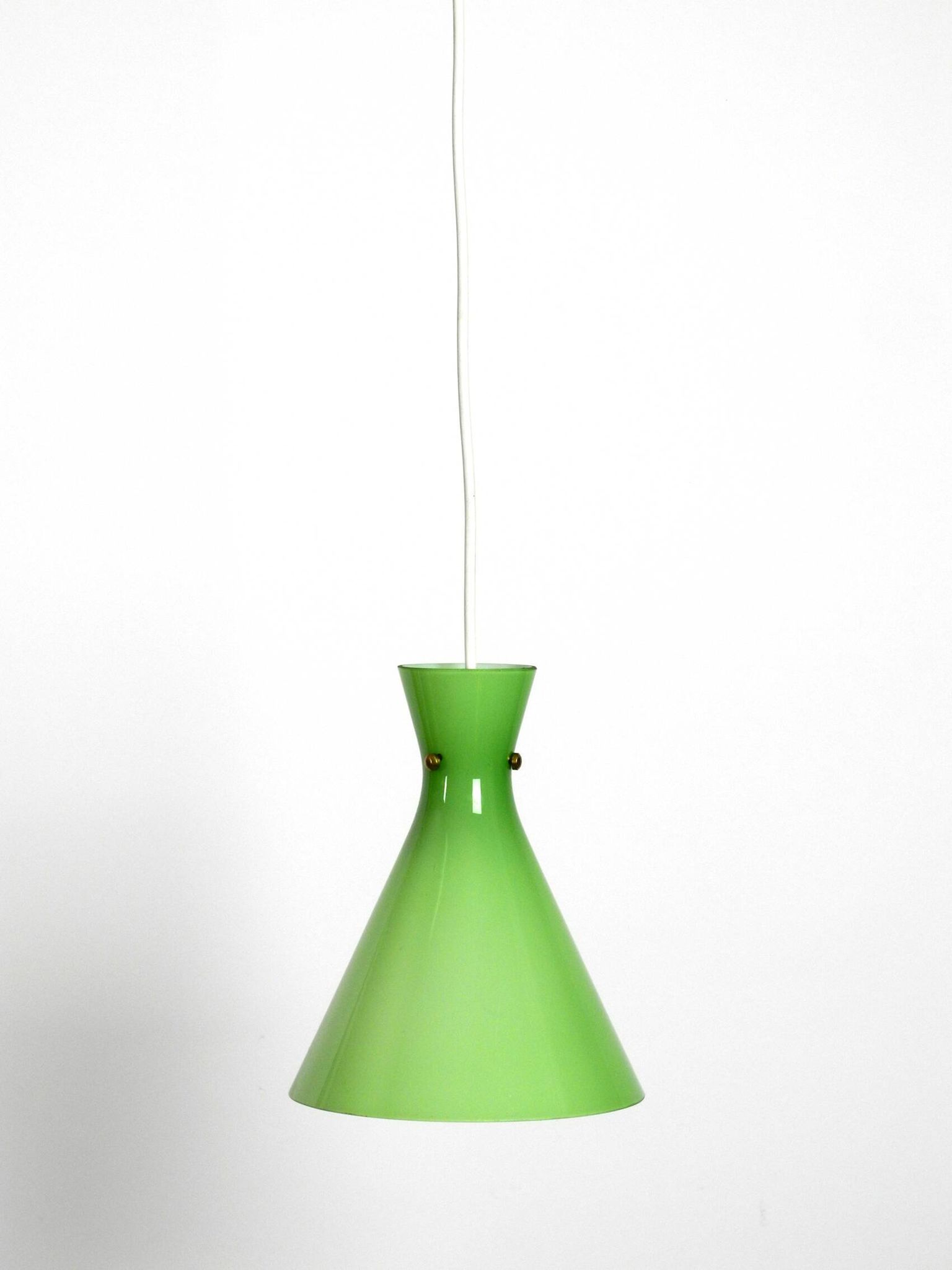 Very beautiful Mid Century flashed glass Diabolo pendant lamp in Green