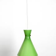 Very beautiful Mid Century flashed glass Diabolo pendant lamp in Green