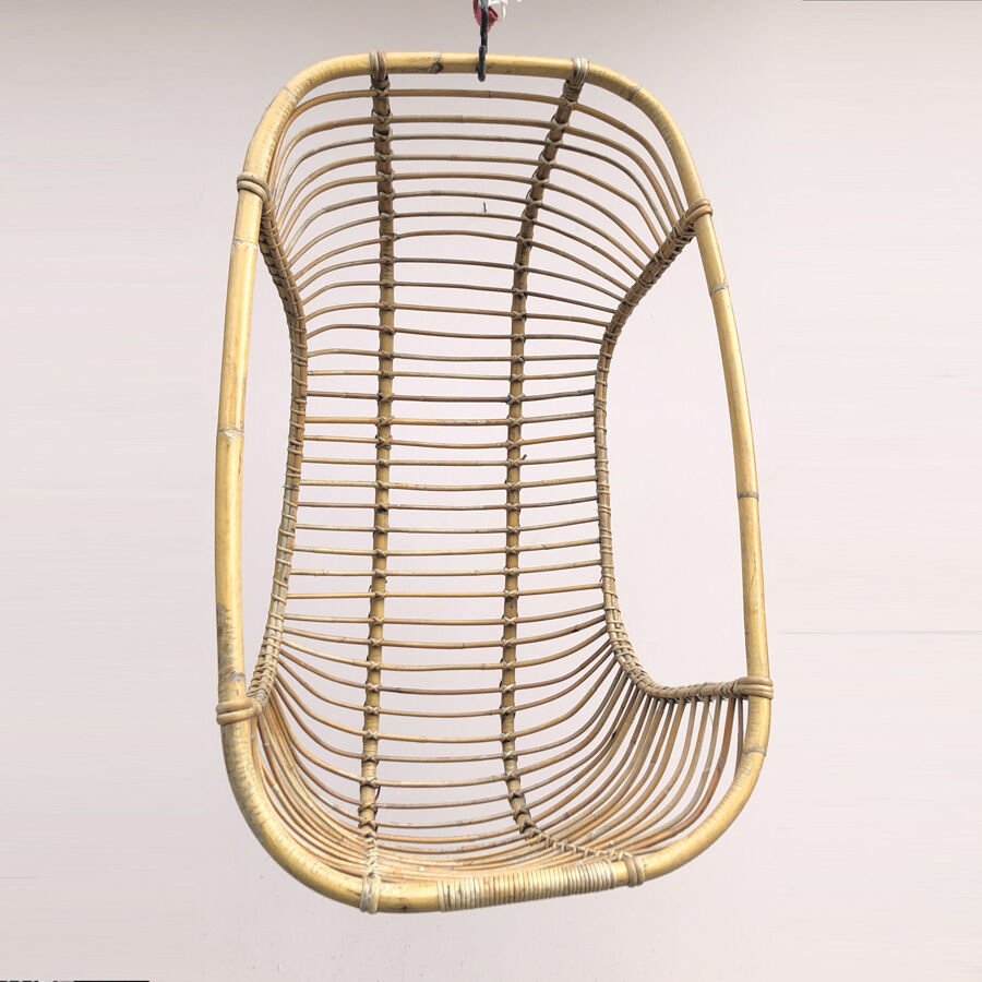 Hanging shell armchair 60's rattan
