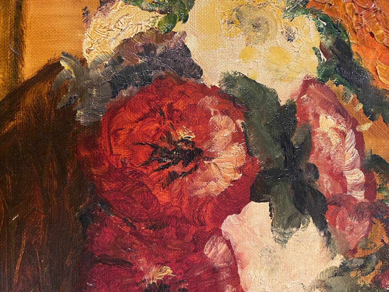 Still life with basket of wild flowers signed Mahler 20th century