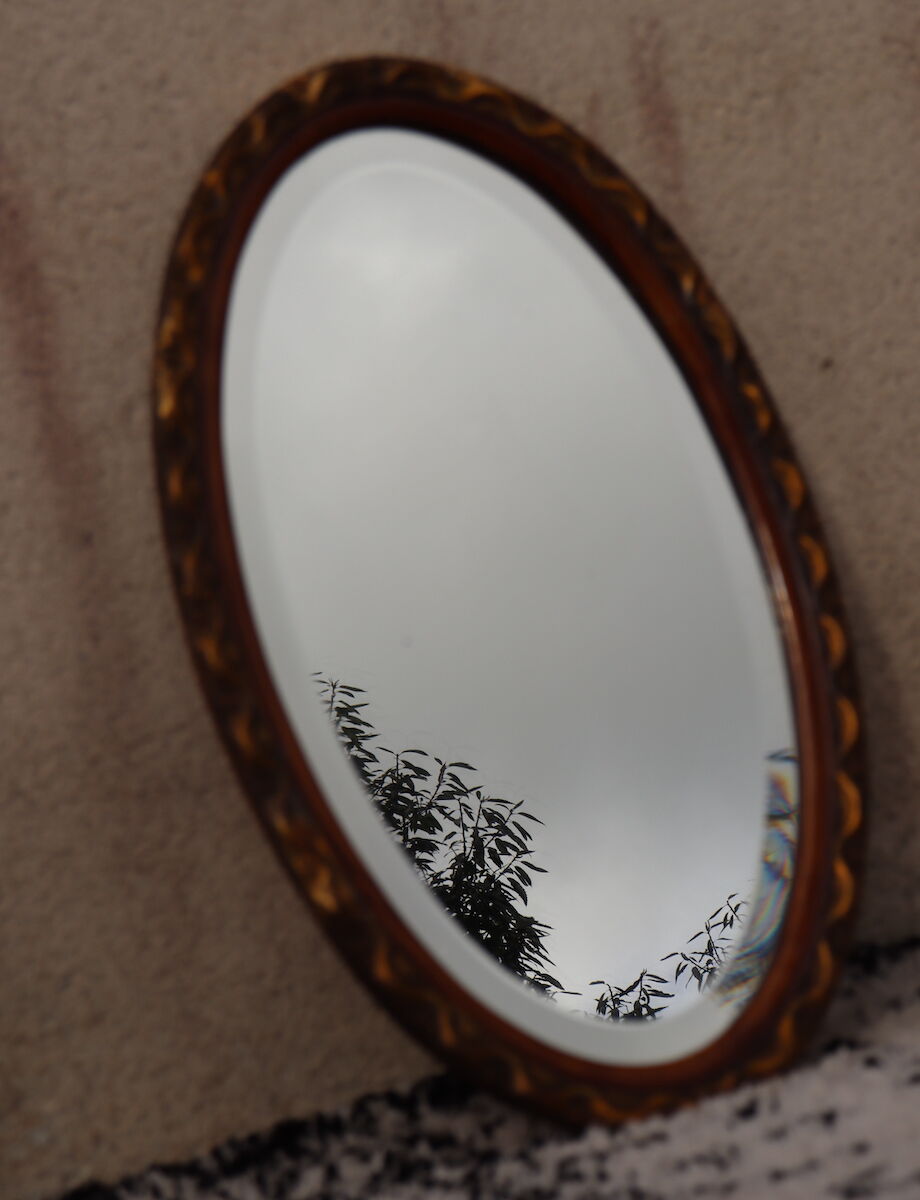 Miroir ovale biseauté Art déco