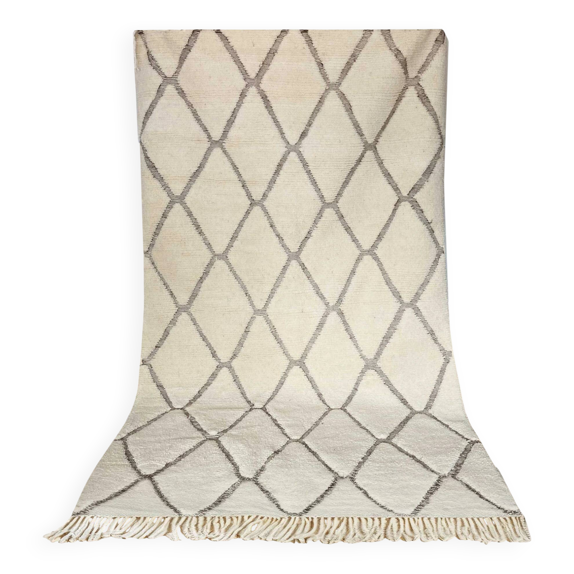 Beni Ouarain Berber rug • Brown diamond pattern on a beige background