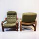 Ensemble de 2 fauteuils de salon vert olive – Göte Möbler, Suède, années 1970