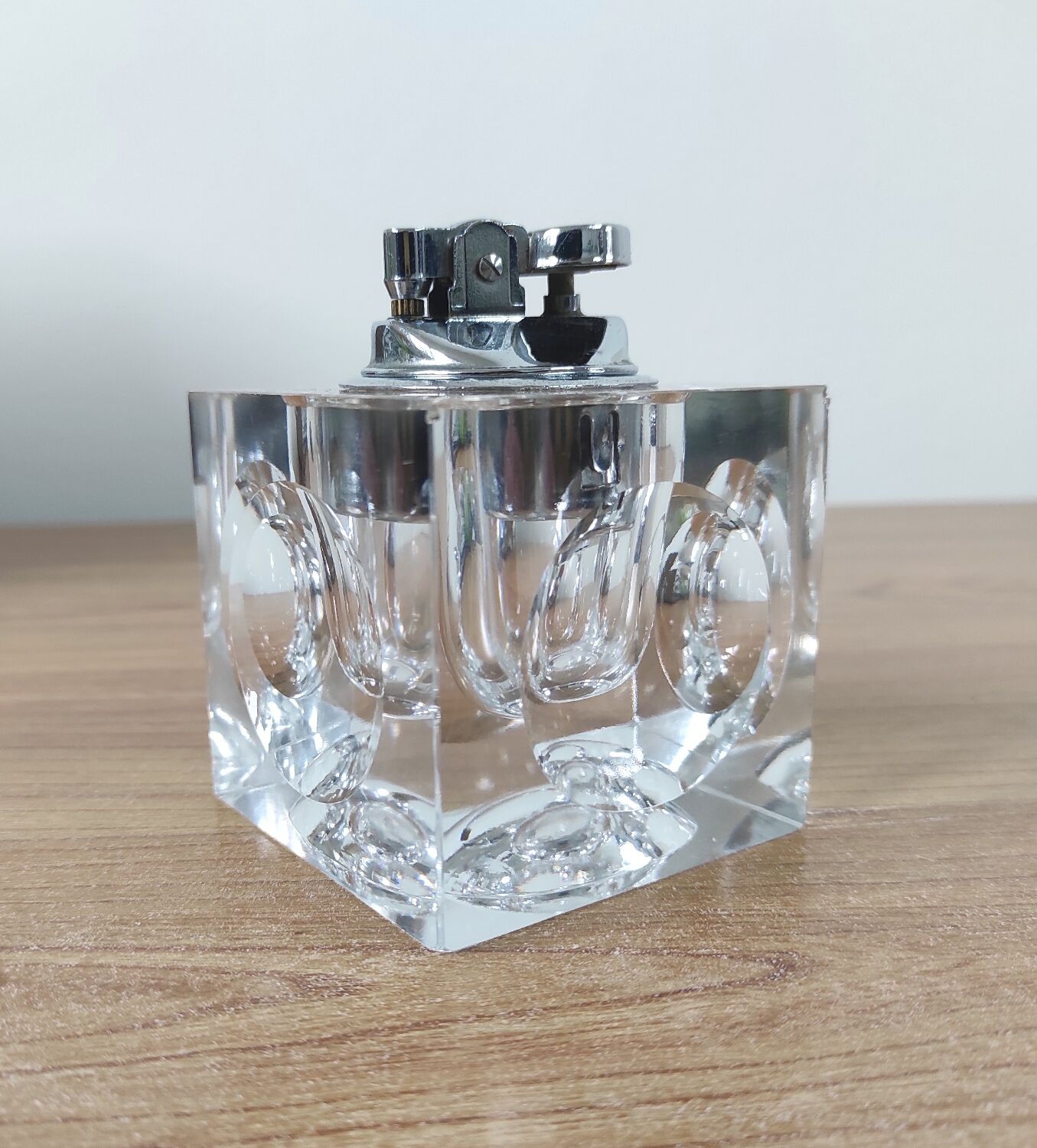 70s glass cube table lighter