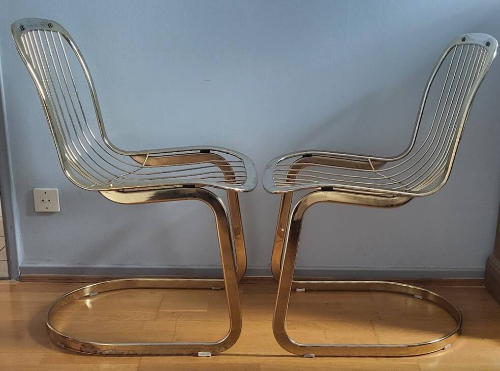 Golden metal chairs Cidue Italy 1970