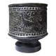 Small Greek pot in black terracotta with animal decoration, craftsmanship from 1960-80.