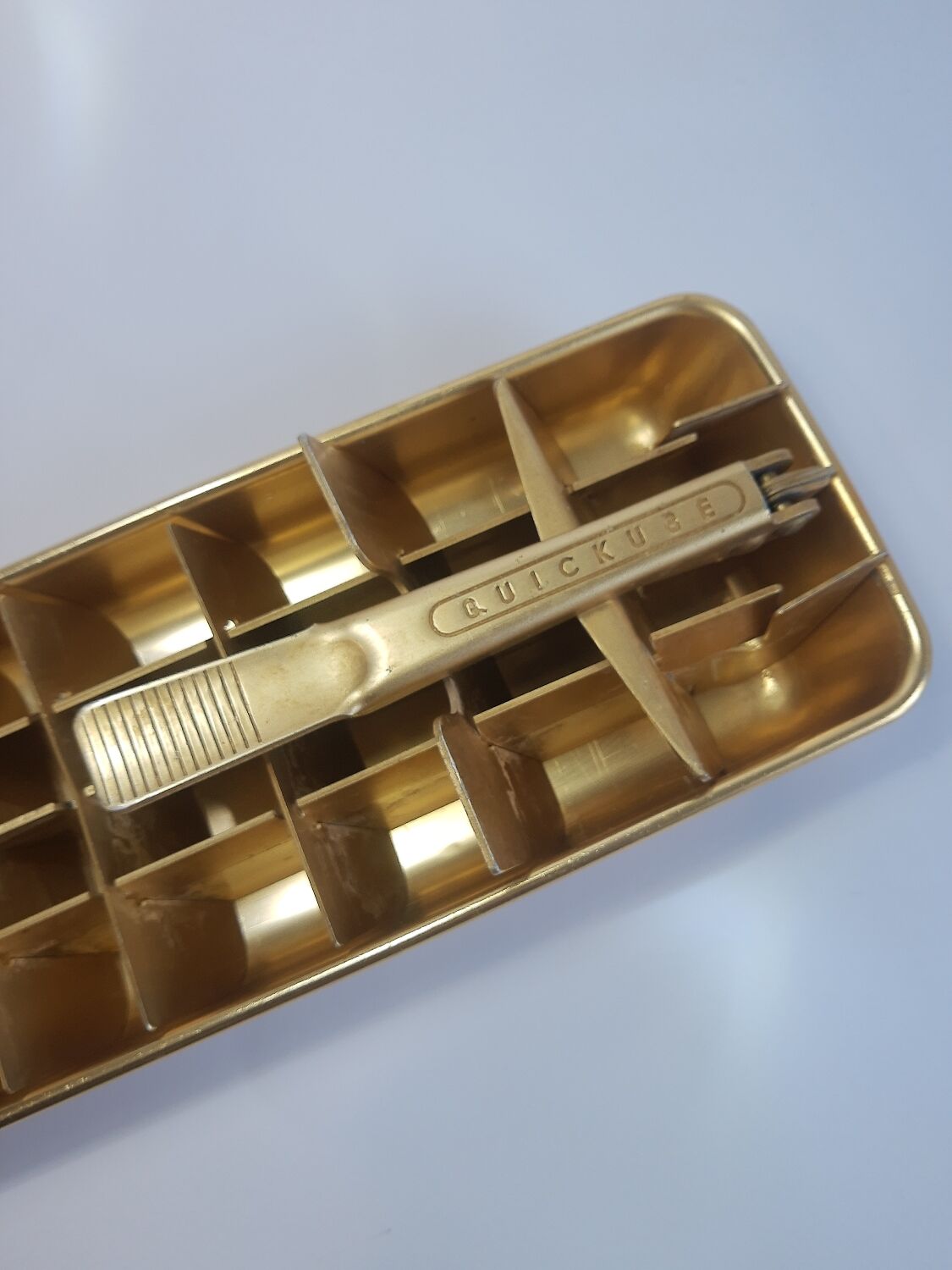 Old ice cube tray Quickube gilded metal 60s vintage