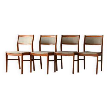 Set of 4 Scandinavian teak chairs 1960s with original upholstery