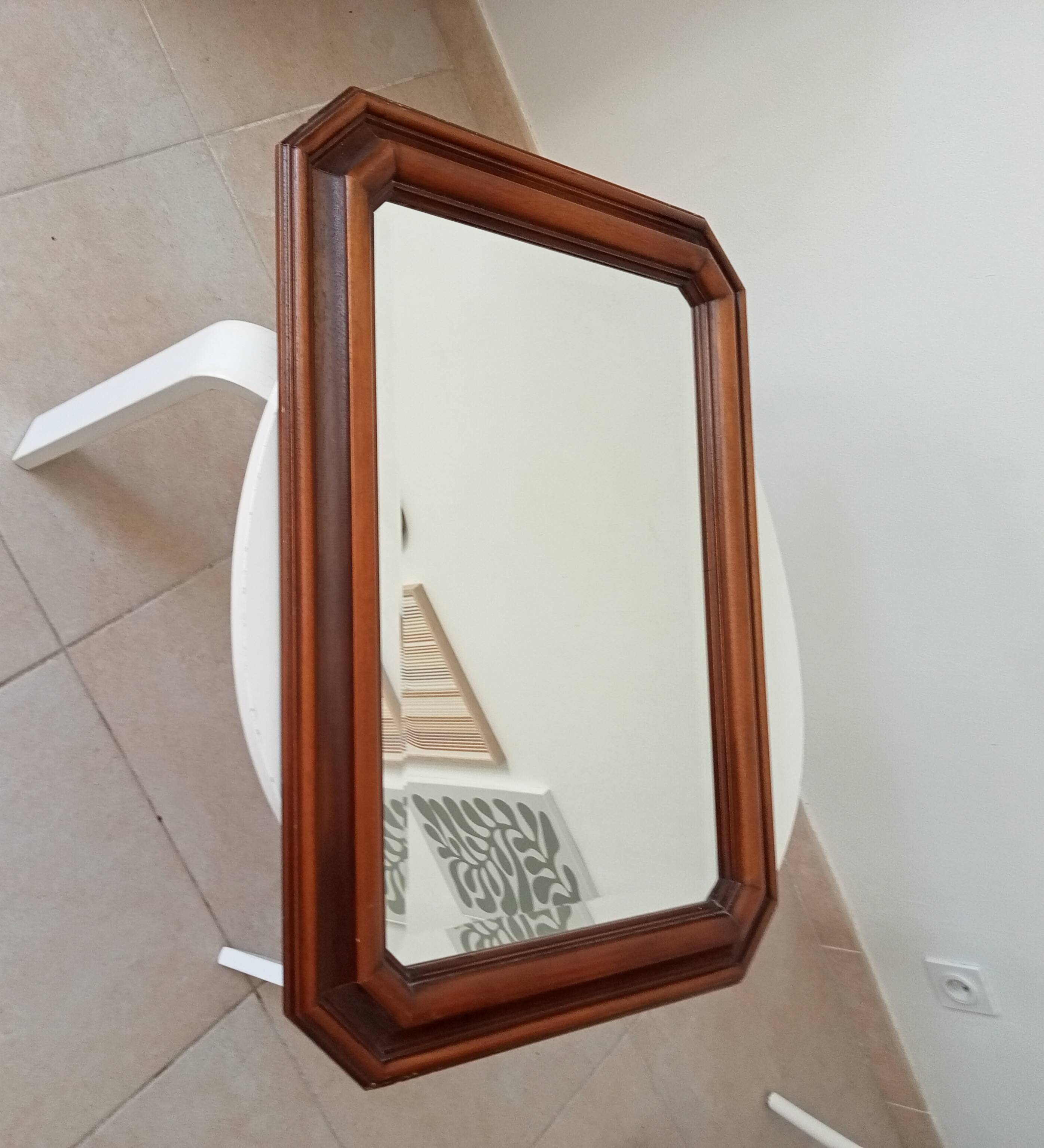 Vintage octagonal bevelled mirror from the 1960s.