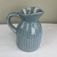 Large vintage pitcher in crackled celadon ceramic, beaded decoration.