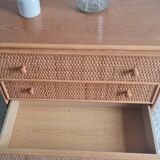 Vintage rattan chest of drawers
