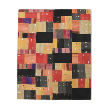 Tapis kilim turc traditionnel fait main multicolore 6x8, 192x238 cm