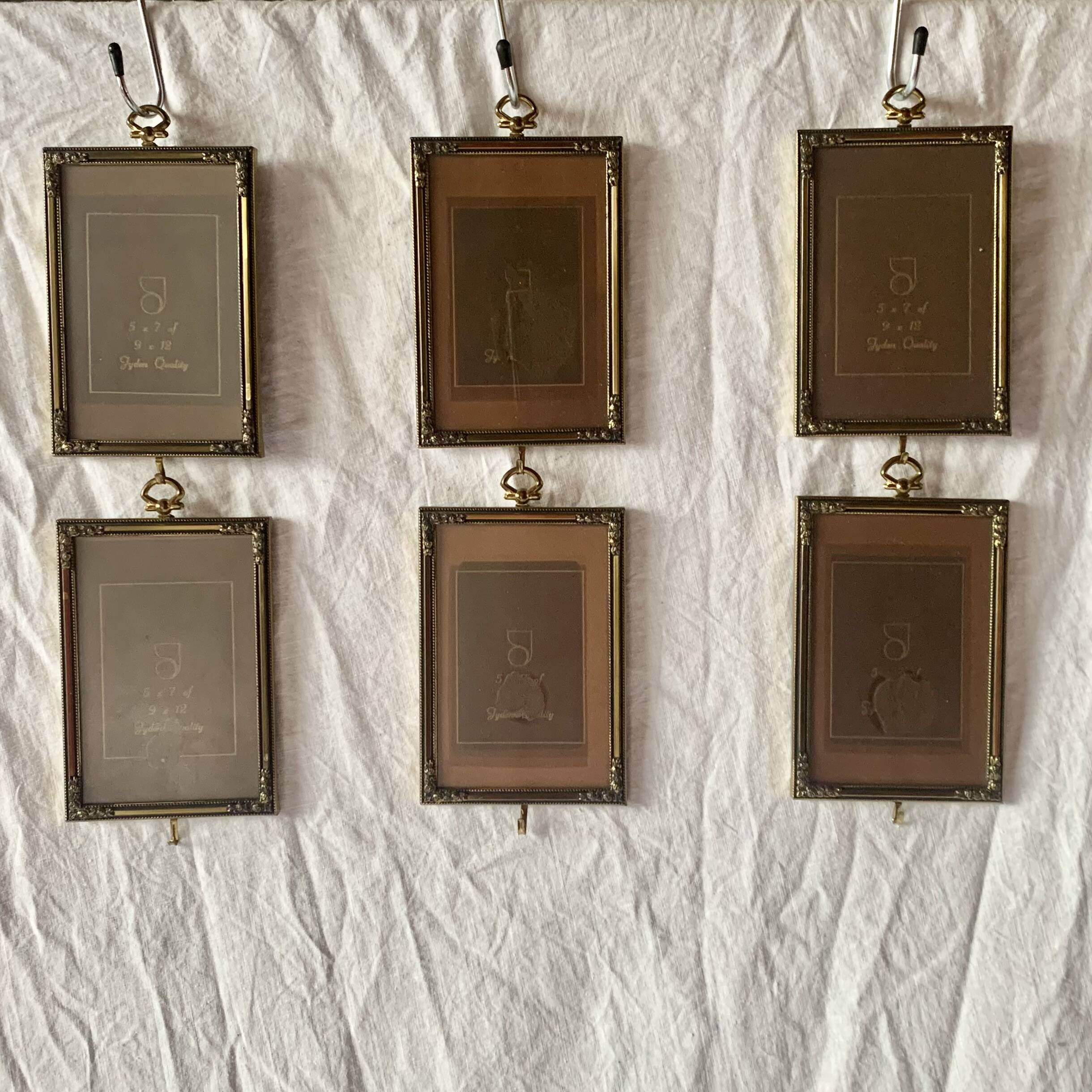 Set of 6 Jyden Vintage Gold Brass Picture Frames