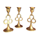 Trio of golden brass candle holder INDIA vintage