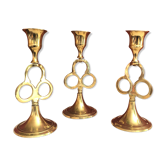 Trio de bougeoir laiton doré  INDE  vintage