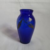Vase en verre bleu