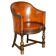 Fauteuil de bureau Édouardien 1910 en cuir et chêne sculpté