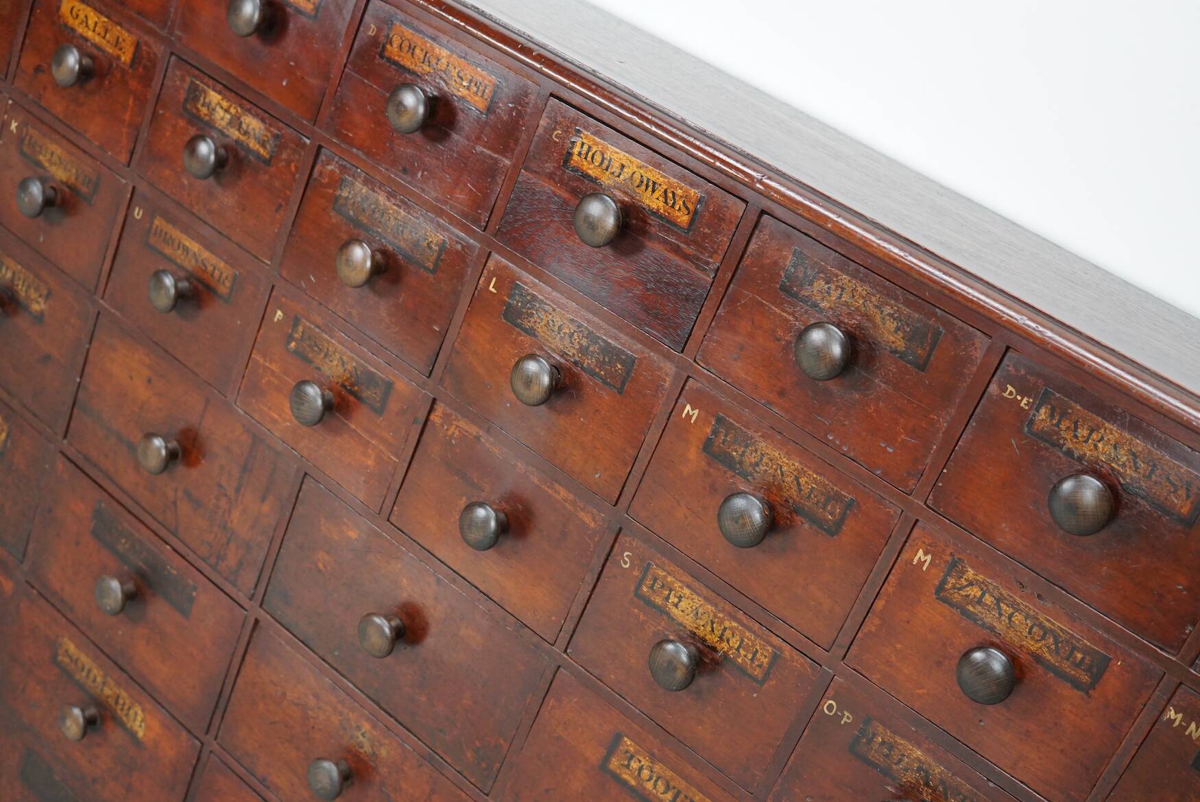 Antique Hardwood Apothecary Cabinet / Bank of Drawers, England, 19th Centur