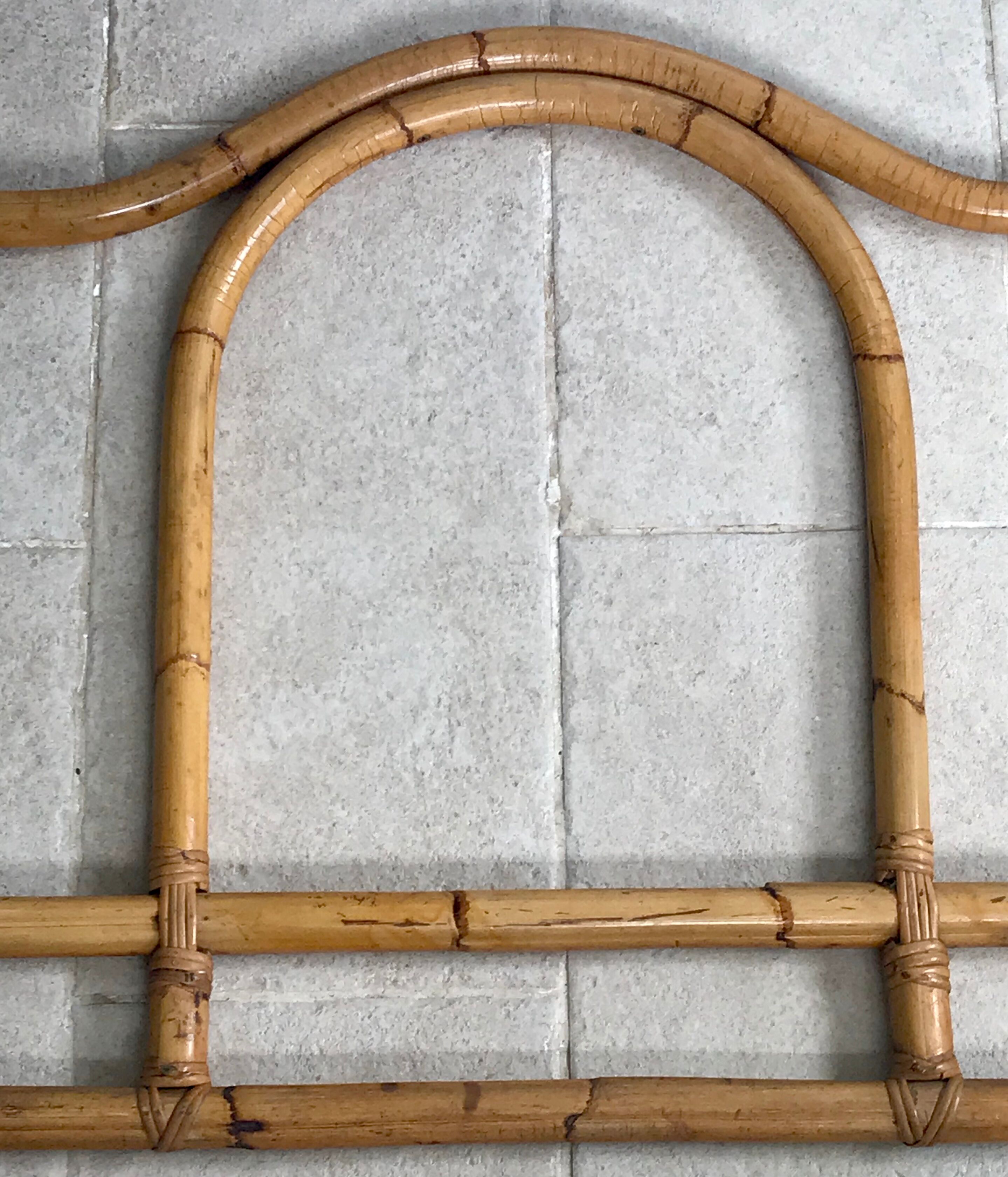 Vintage rattan and bamboo headboard