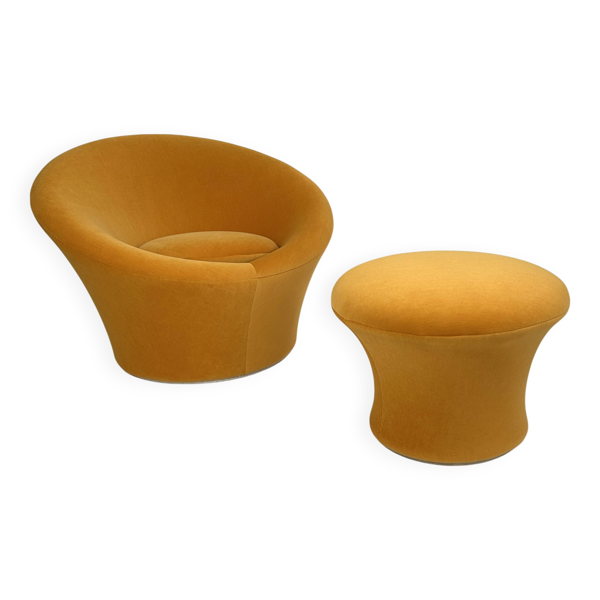 Mushroom armchair by Pierre Paulin and its ottoman, published by Artifort