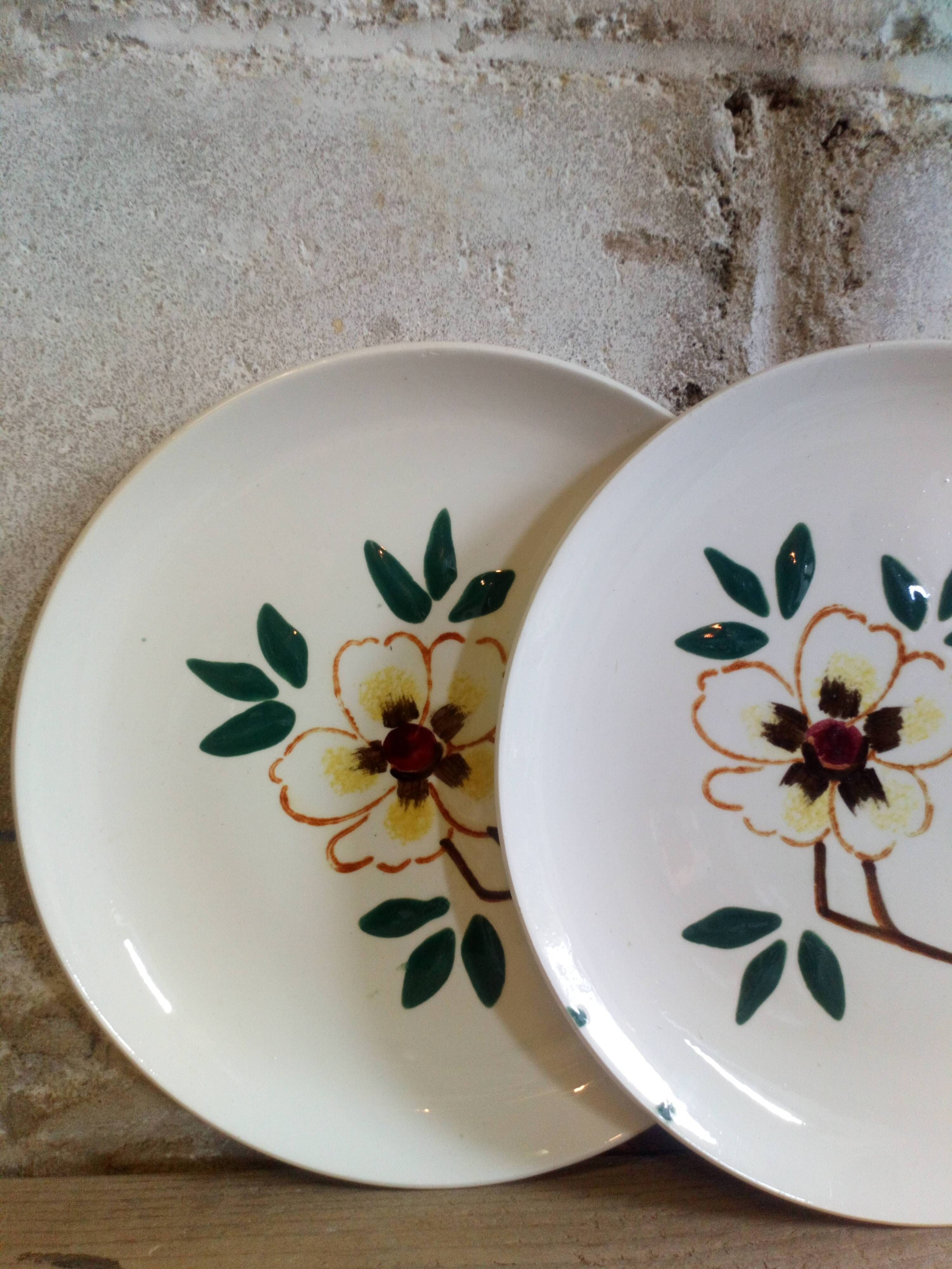 Five flowery dessert plates from continental earthenware