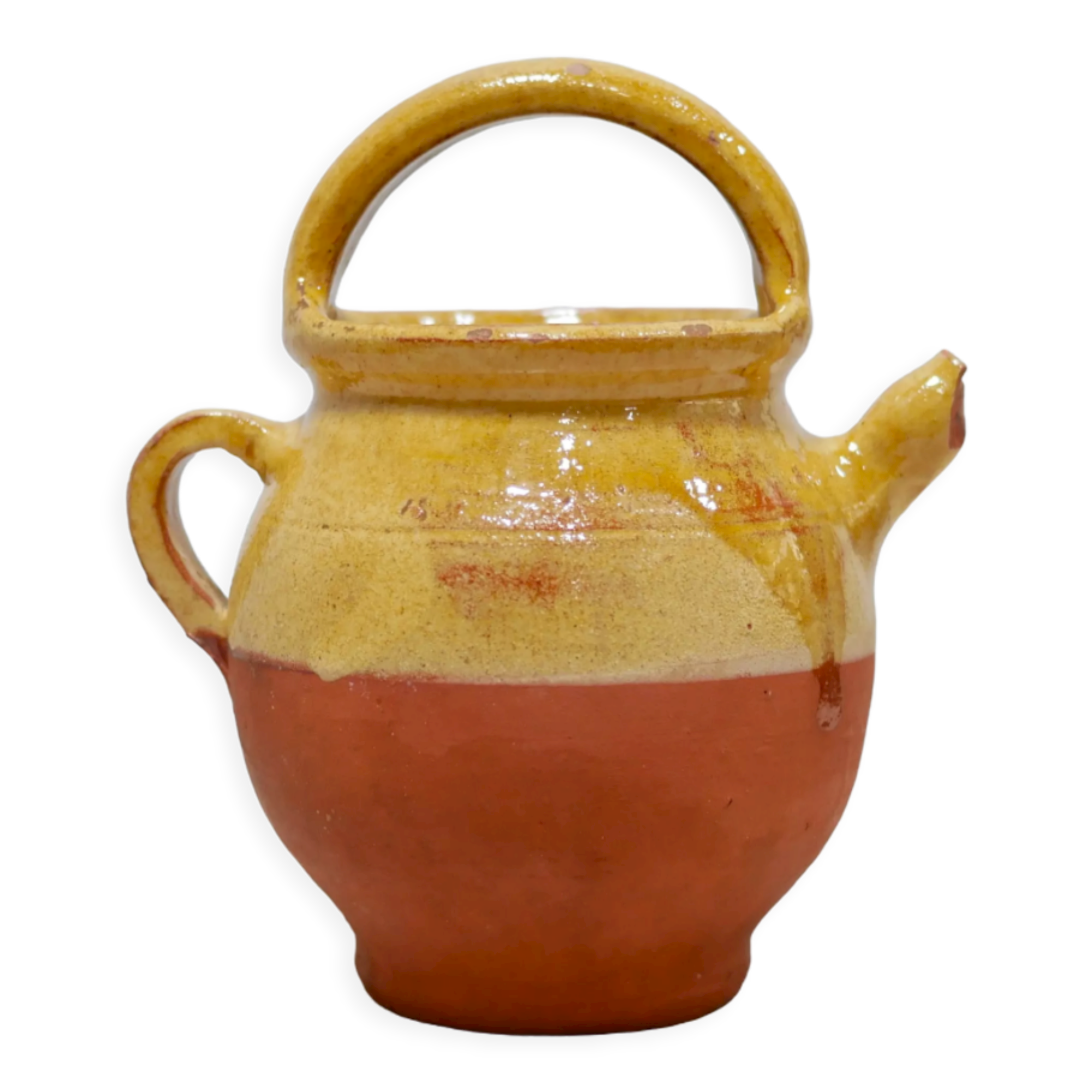Old gargoulette pot in glazed terracotta