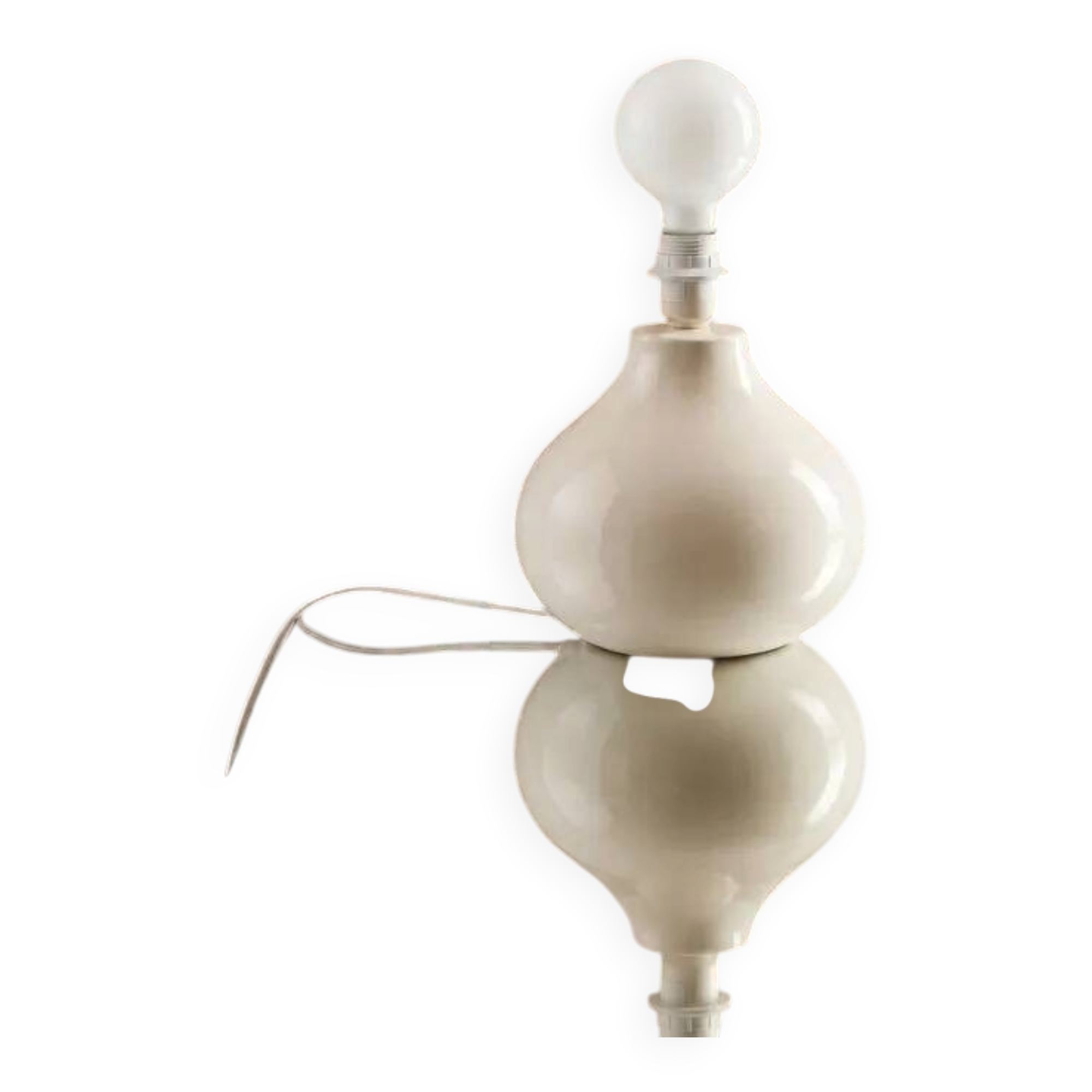 Vintage White Crackled Glazed Ceramic Lamp | Stoneware Base Varnished Light Bohemian Chic Artisan Table Bedside Lamp