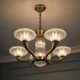 Art Deco chandelier signed Petitot opalescent glass