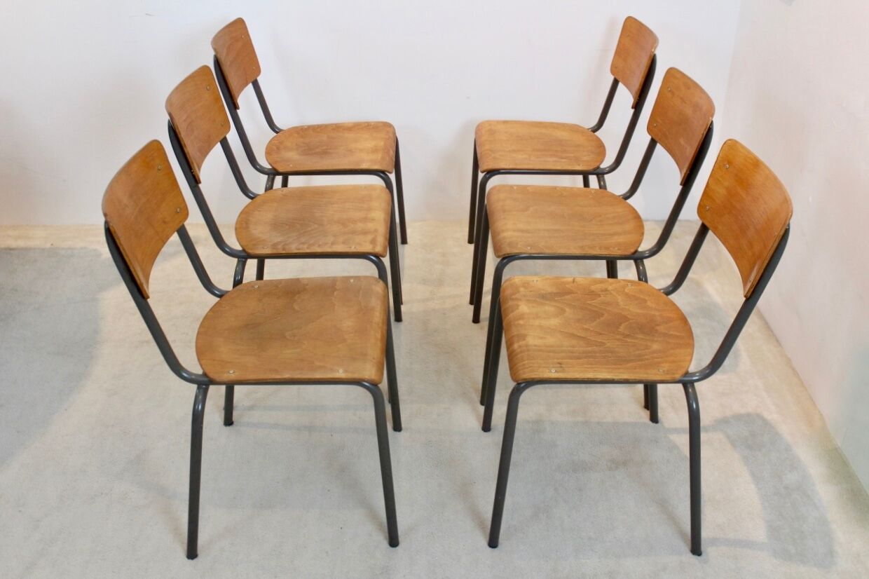 Dutch-designed plywood industrial chairs