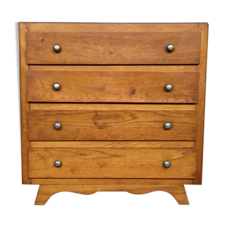 Chest of drawers vintage oak feet compass retro 1950 4 drawers