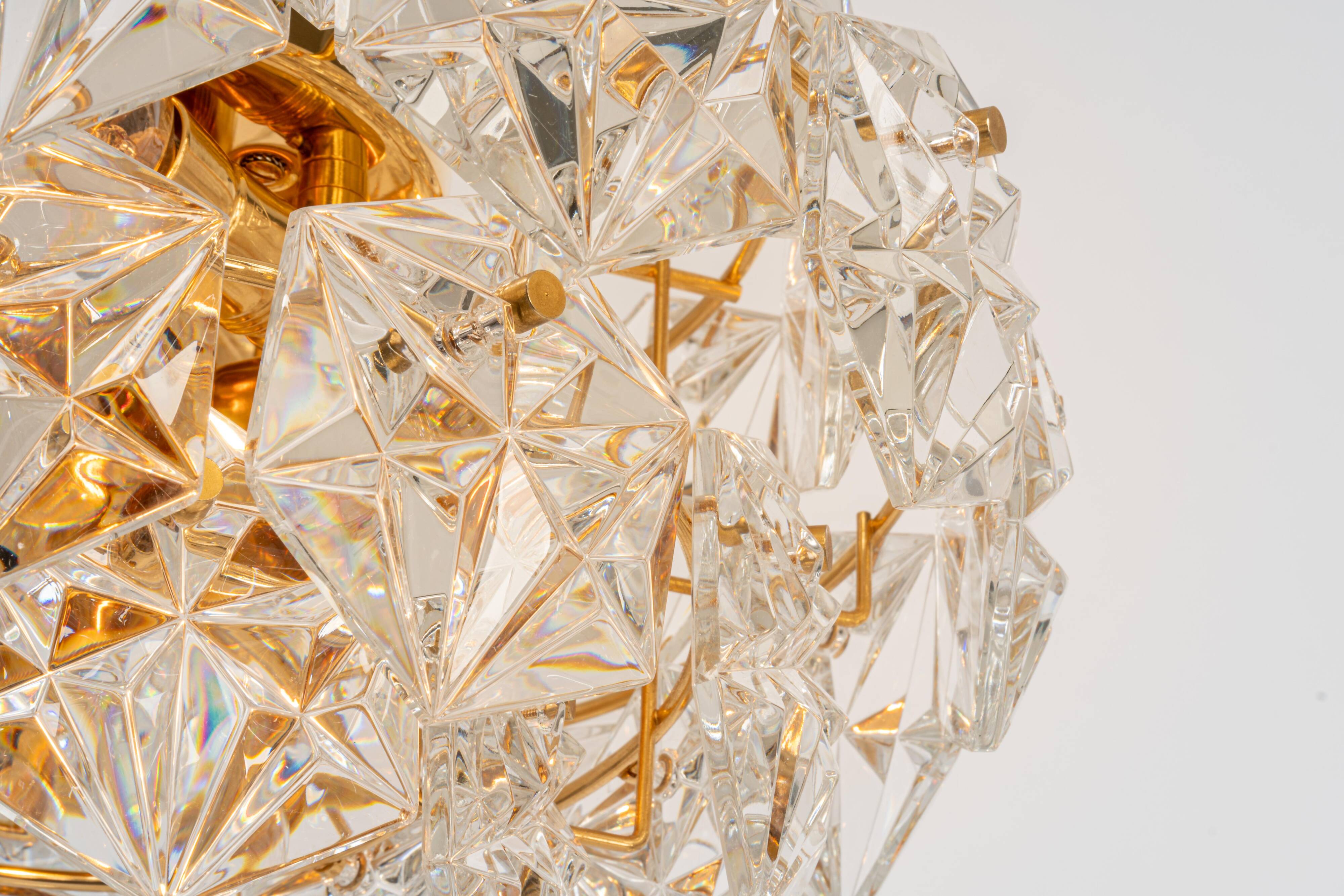 Chandelier, Brass and Crystal Glass by Kinkeldey, Germany, 1970s