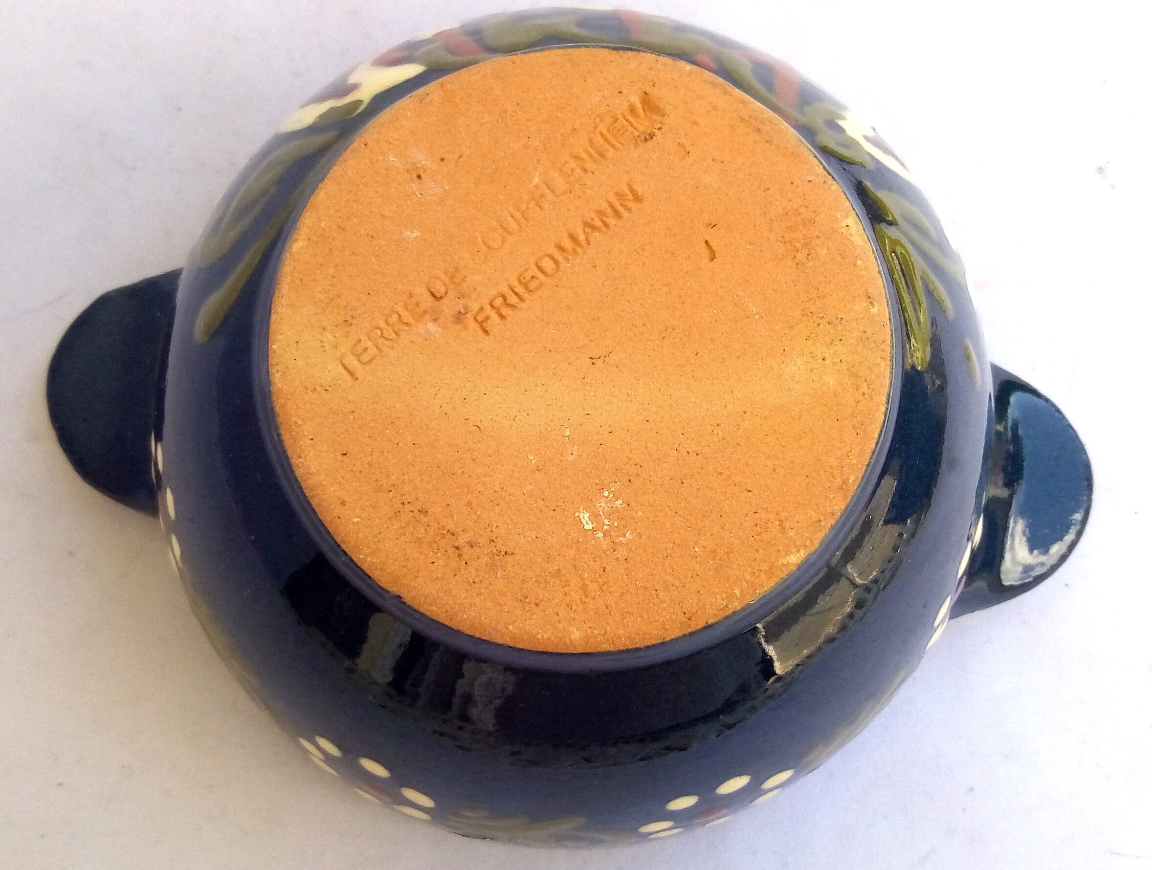 Blue ceramic Alsace bowl with storks