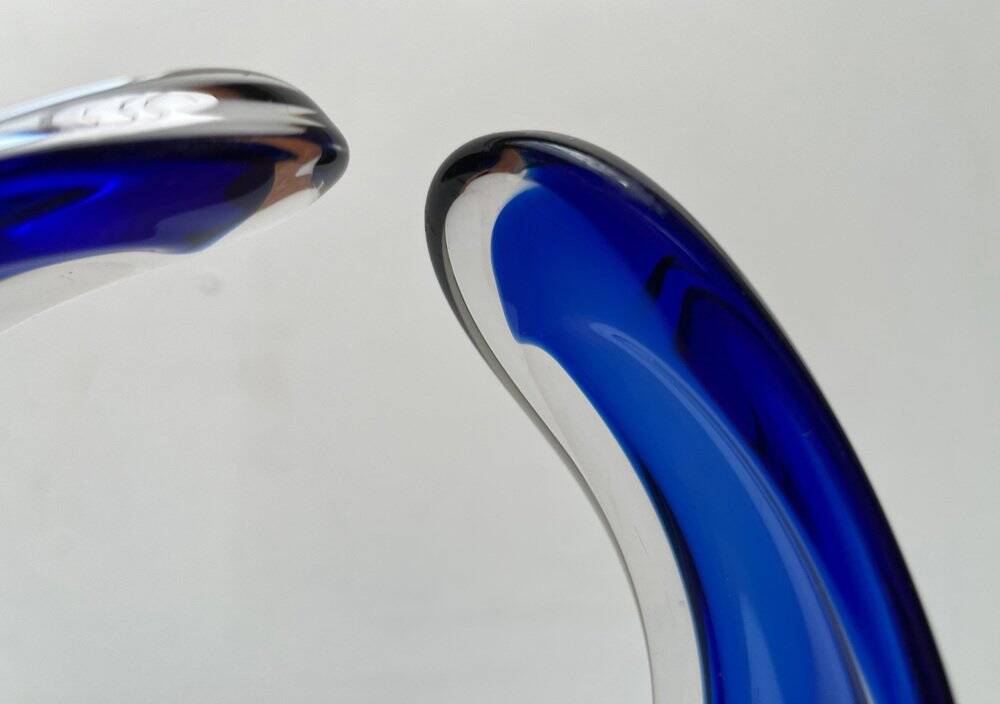 Vintage vase and bowl in art glass from Bayel, France, 1970s, set of 2.