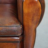 Large design armchair made of sheep leather