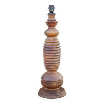 Large turned wooden lamp base, vintage wooden lamp, table lamp, living room lamp, plank lamp