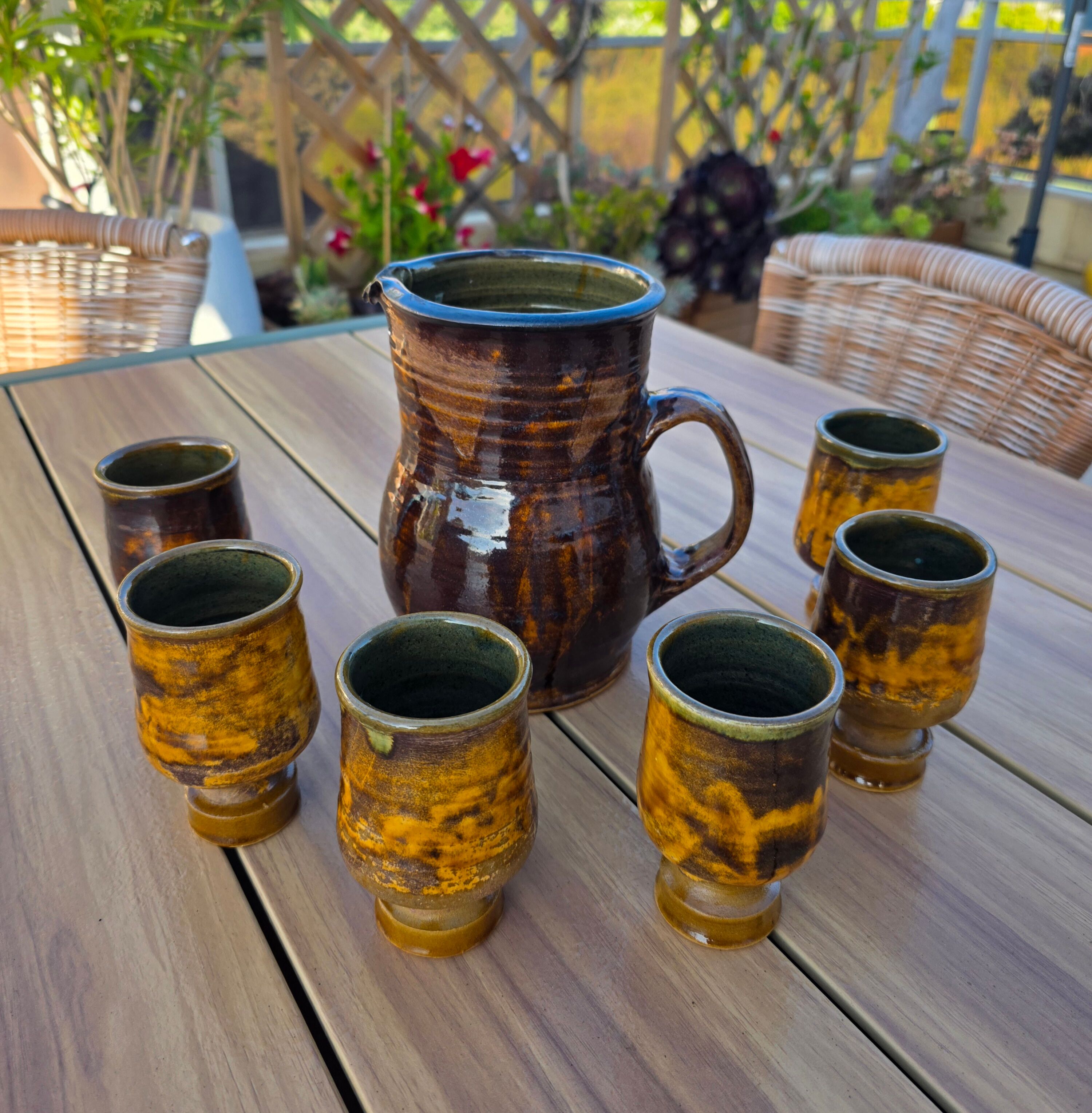 Vintage orangeade service Vallauris – Jug & 6 cups – Fa style