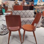 Pair of Scandinavian chairs with round seats, 1950s