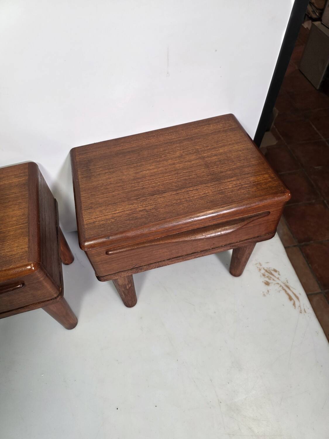 Pair of Scandinavian teak bedside tables from the 1960s.
