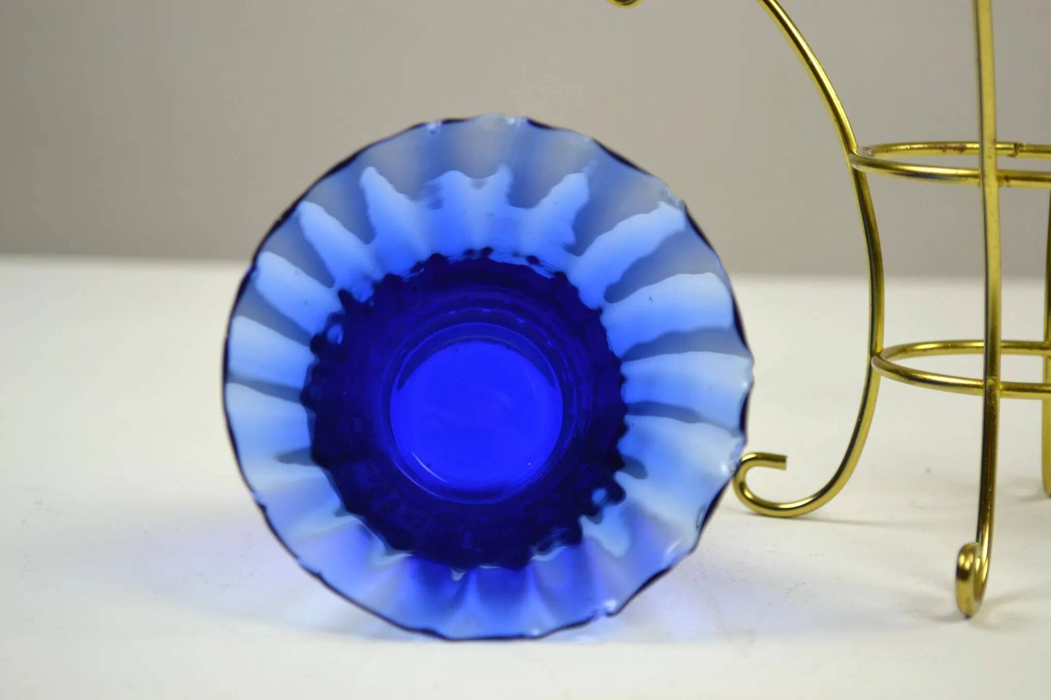 Brass and Cobalt Blue Glass Candle Holder, Sweden, 1960s