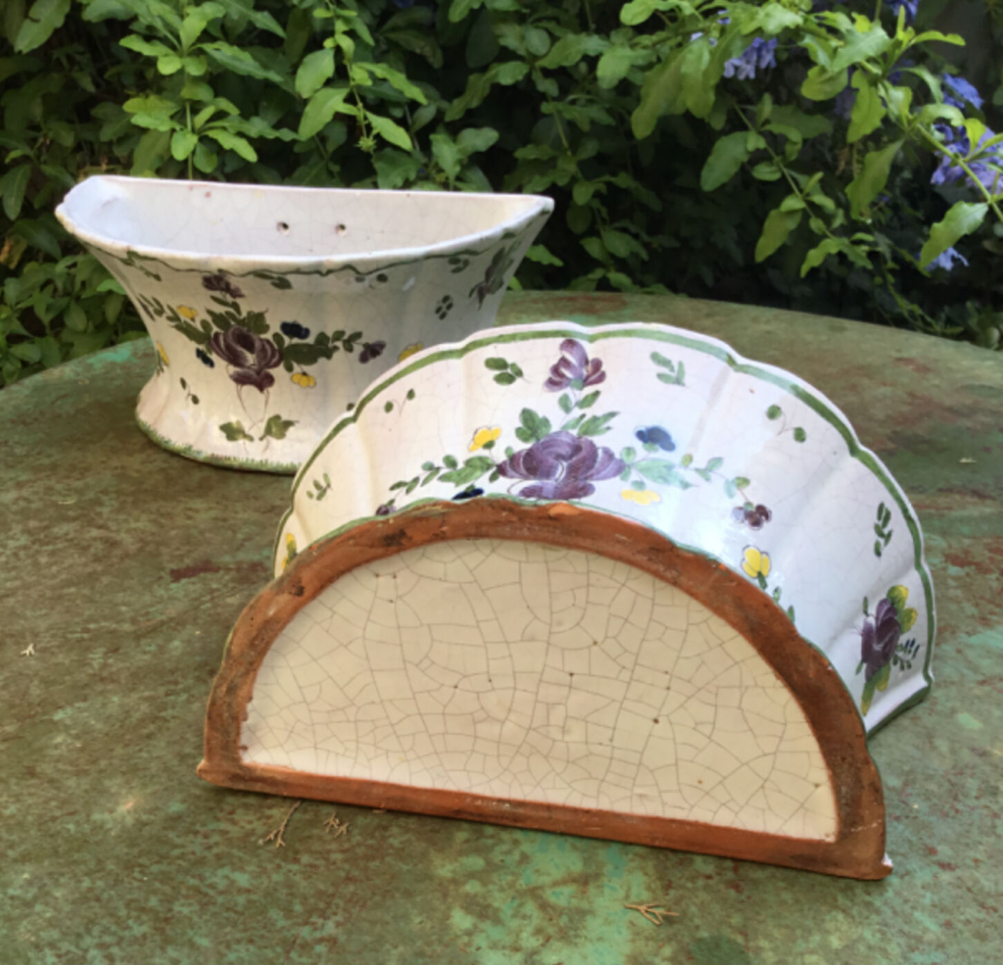 Pair of Nevers earthenware flower makers early nineteenth