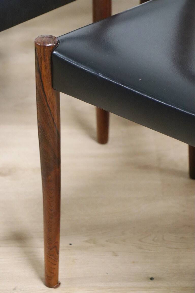 Set of 4 Scandinavian Danish chairs in rosewood and skai, 1960