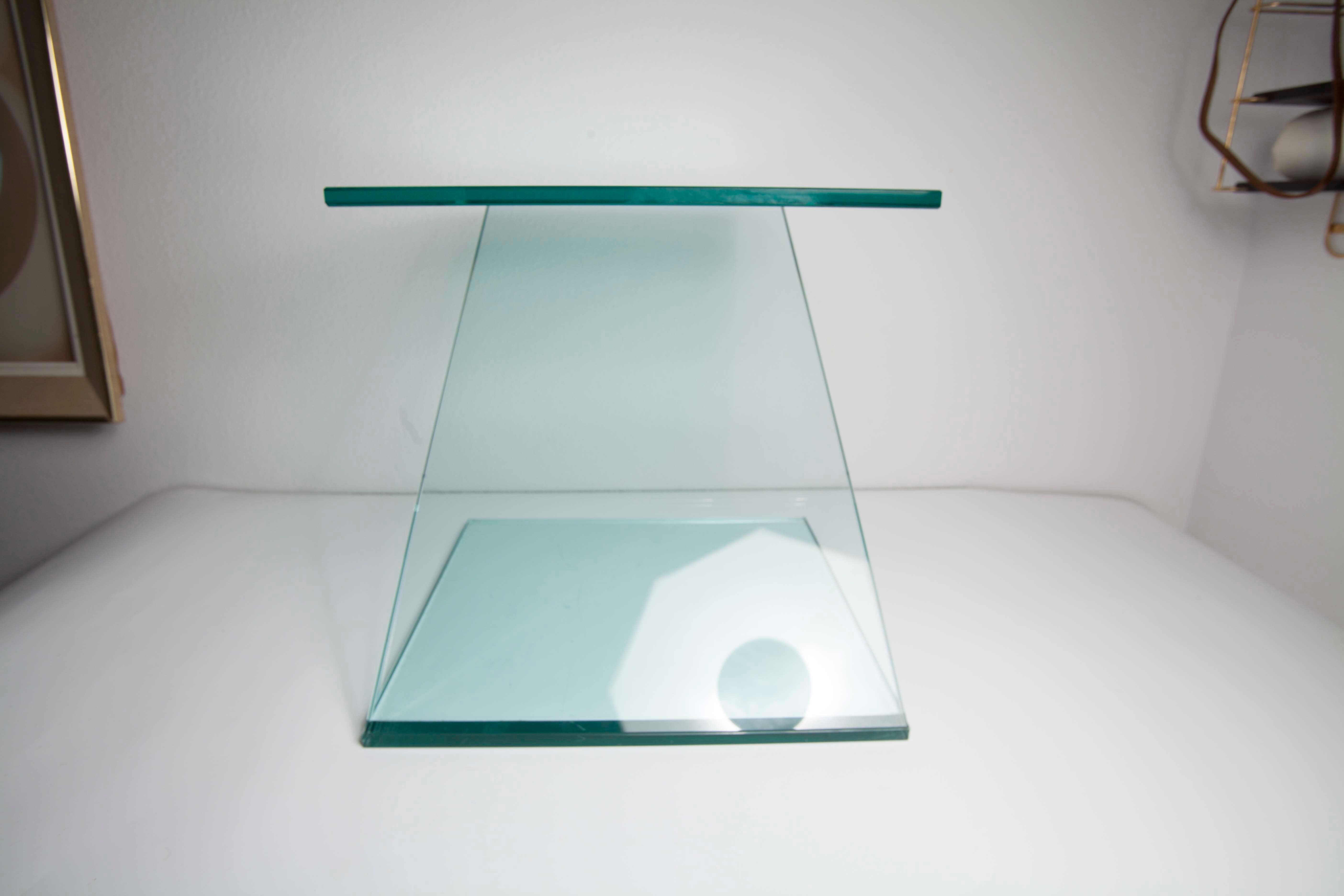 Z-shaped tempered glass side table