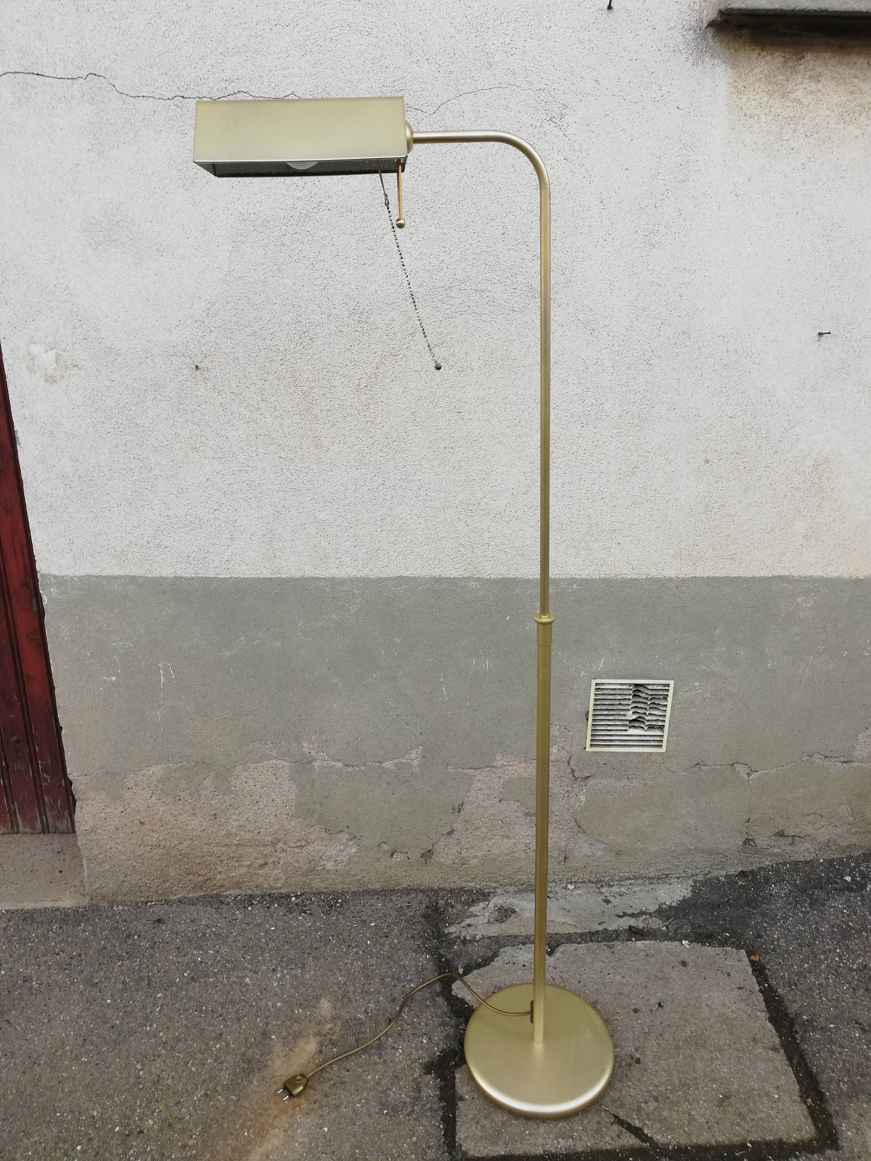 Vintage metal floor lamp painted gold